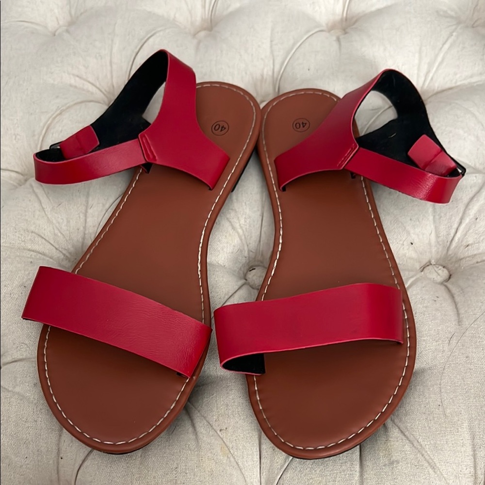 Red Strappy Sandals